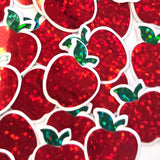 Apple Fruit Stickers, Waterproof Die Cut Glitter Vinyl Decals, Peel & Stick, choose amount