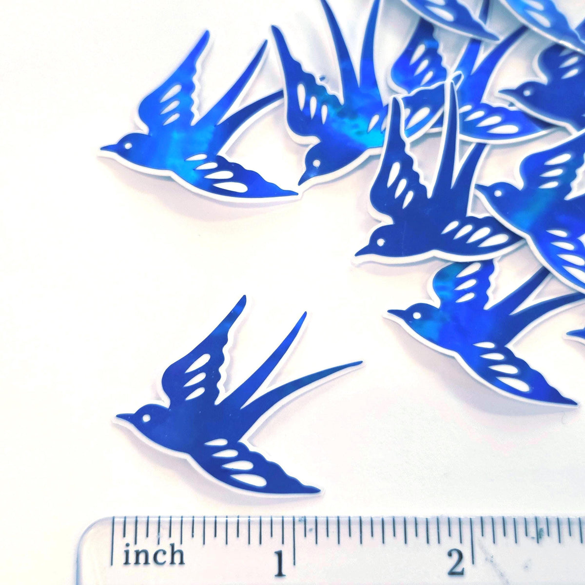 Mini Barn Swallow Bird Stickers, 10 Waterproof Die Cut Vinyl Decals, Peel & Stick, choose amount