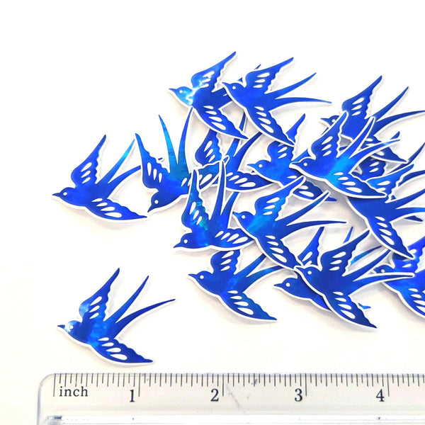 Mini Barn Swallow Bird Stickers, 10 Waterproof Die Cut Vinyl Decals, Peel & Stick, choose amount