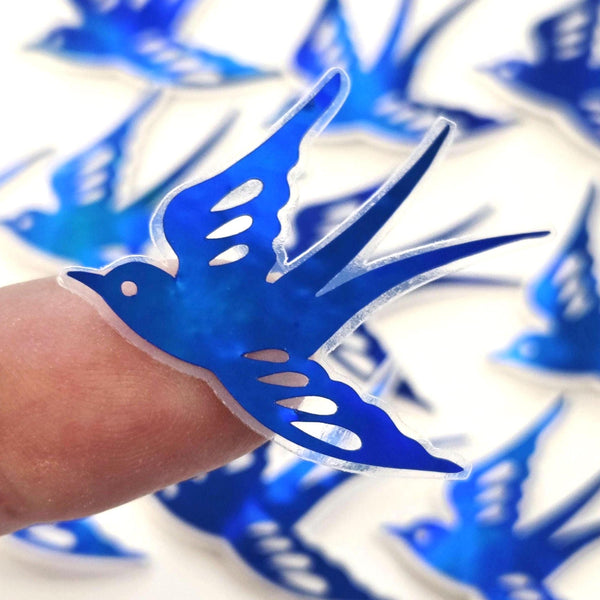 Mini Barn Swallow Bird Stickers, 10 Waterproof Die Cut Vinyl Decals, Peel & Stick, choose amount