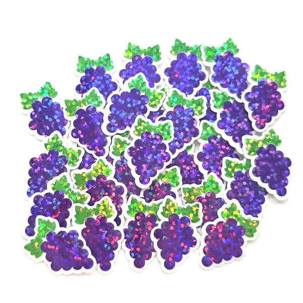 mini purple grapes glitter sticker