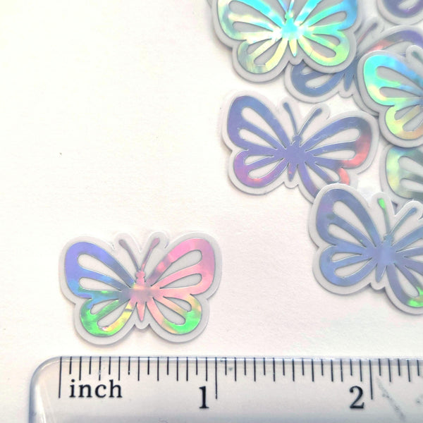 Mini Butterfly Stickers, 10 Iridescent Waterproof Die Cut Vinyl Decals, Peel & Stick, choose amount