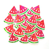 Mini Red Watermelon Fruit Stickers, 10 Waterproof Die Cut Glitter Vinyl Decals, Peel & Stick, choose amount