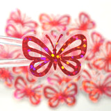 Mini Pink Glitter Butterfly Stickers, 10 Waterproof Die Cut Vinyl Decals, Peel & Stick, choose amount