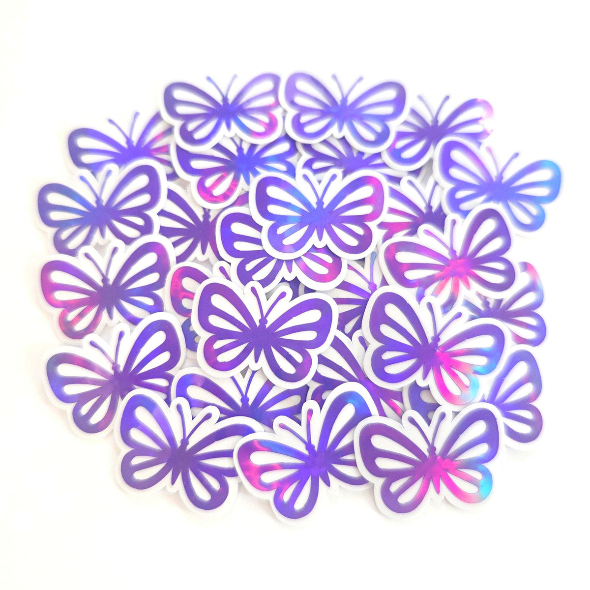 Mini Purple Butterfly Stickers, 10 Iridescent Waterproof Die Cut Vinyl Decals, Peel & Stick, choose amount