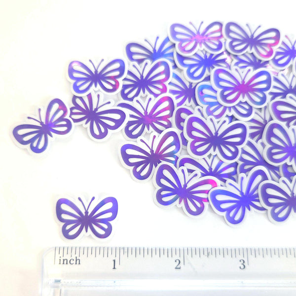 Mini Purple Butterfly Stickers, 10 Iridescent Waterproof Die Cut Vinyl Decals, Peel & Stick, choose amount