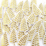 Mini Gold Fern Leaf Stickers, Waterproof Die Cut Vinyl Decals, Peel & Stick, choose amount