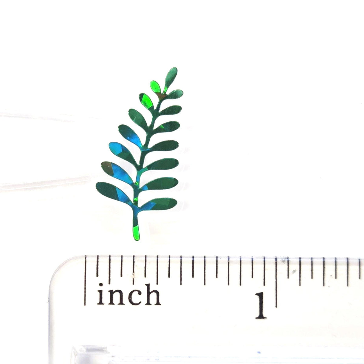 Mini Fern Leaf Stickers, Waterproof Die Cut Glitter Vinyl Decals, Peel & Stick, choose amount