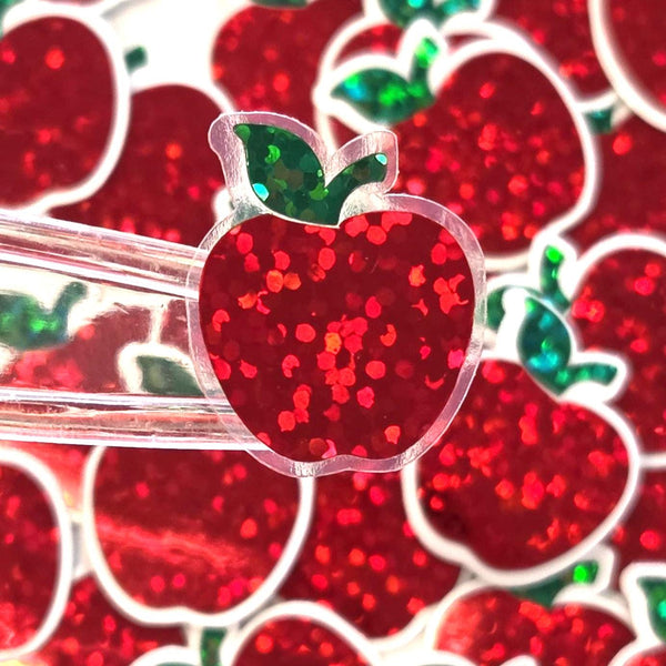Apple Fruit Stickers, Waterproof Die Cut Glitter Vinyl Decals, Peel & Stick, choose amount