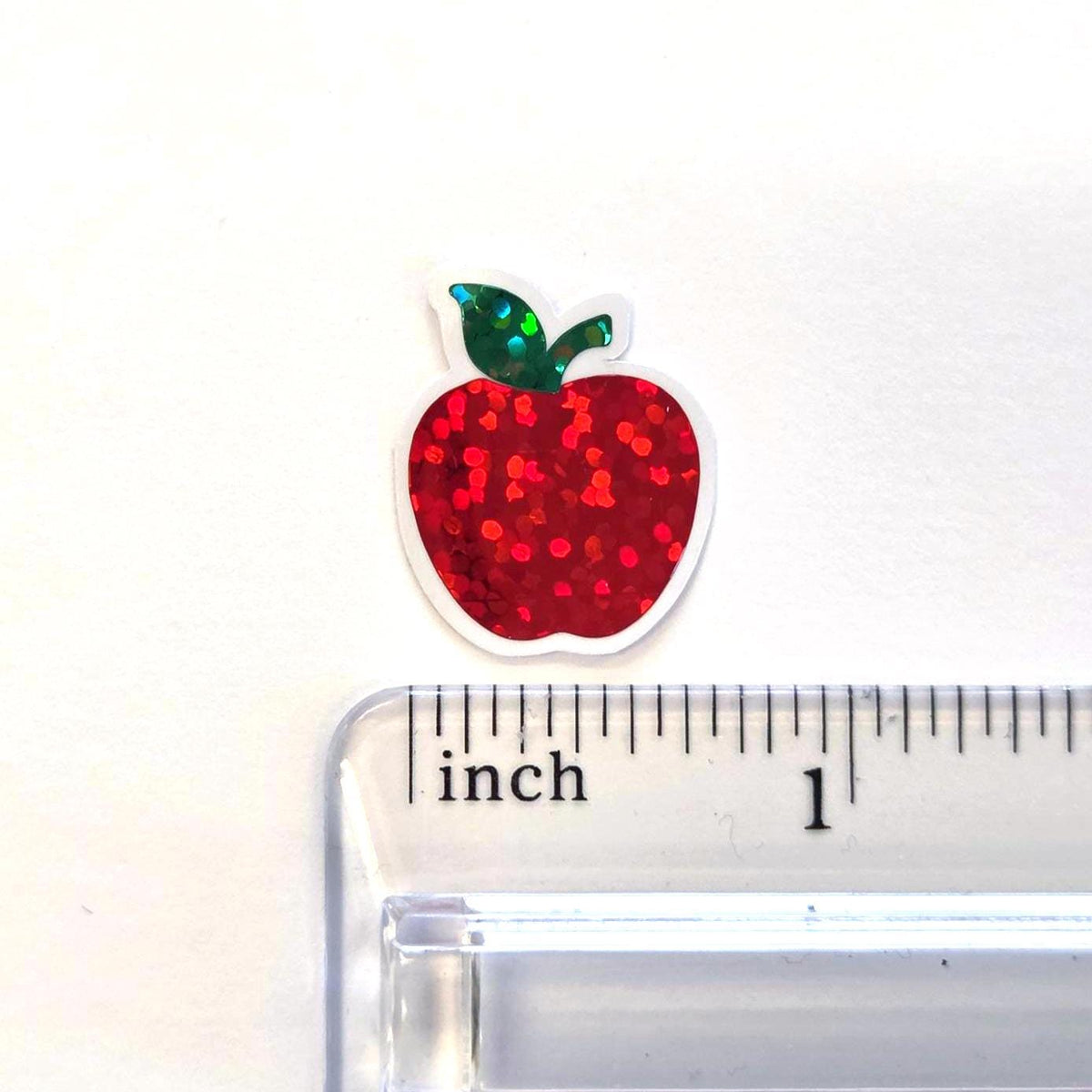 Apple Fruit Stickers, Waterproof Die Cut Glitter Vinyl Decals, Peel & Stick, choose amount
