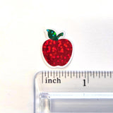 Apple Fruit Stickers, Waterproof Die Cut Glitter Vinyl Decals, Peel & Stick, choose amount