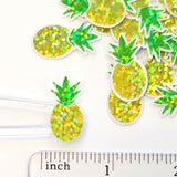 Mini Pineapple Tropical Fruit Stickers, Waterproof Die Cut Glitter Vinyl Decals, Peel & Stick, choose amount