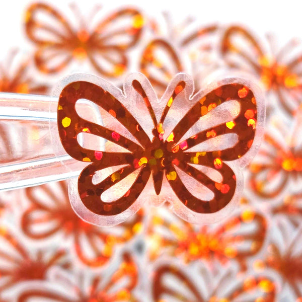 Mini Orange Butterfly Stickers, set of 10 or more, Waterproof Die Cut Vinyl Decals, Peel & Stick, choose amount