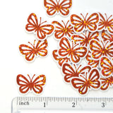 Mini Orange Butterfly Stickers, set of 10 or more, Waterproof Die Cut Vinyl Decals, Peel & Stick, choose amount