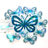 Mini Turquoise Butterfly Stickers, 10 Waterproof Die Cut Vinyl Decals, Peel & Stick, choose amount