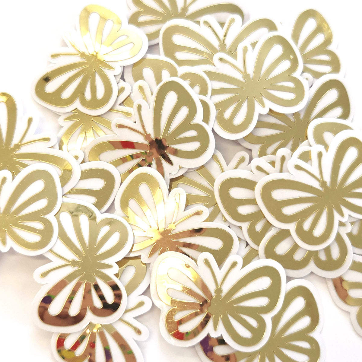 Mini Gold Butterfly Stickers, Die Cut Vinyl Decals, Peel & Stick, choose amount