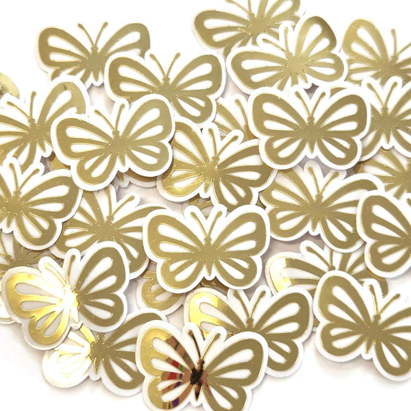 Mini Gold Butterfly Stickers, Die Cut Vinyl Decals, Peel & Stick, choose amount