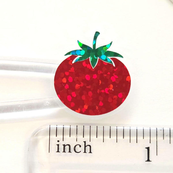 Mini Tomato Garden Vegetable Stickers, Waterproof Die Cut Glitter Vinyl Decals, Peel & Stick, choose amount