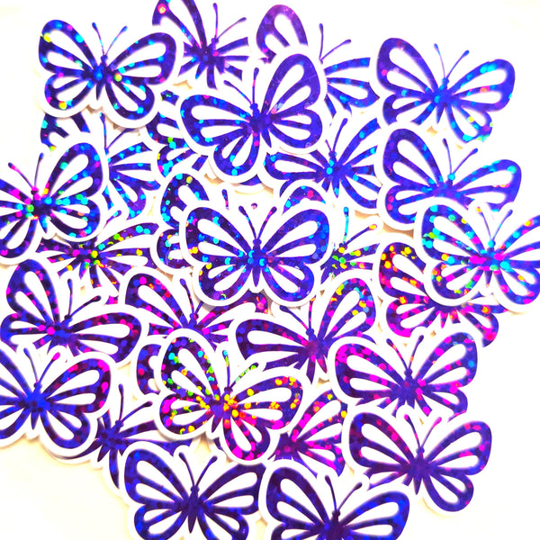 Mini Purple Butterfly Stickers, Die Cut Glitter Vinyl Decals, Peel & Stick