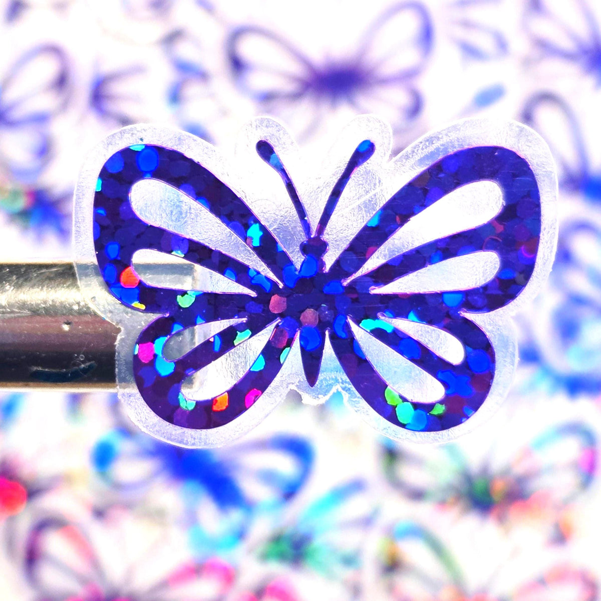 Mini Purple Butterfly Stickers, Die Cut Glitter Vinyl Decals, Peel & Stick