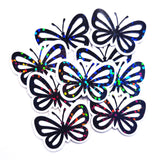 Mini Black Butterfly Stickers, set of 10 or more, Die Cut Glitter Vinyl Decals, Peel & Stick