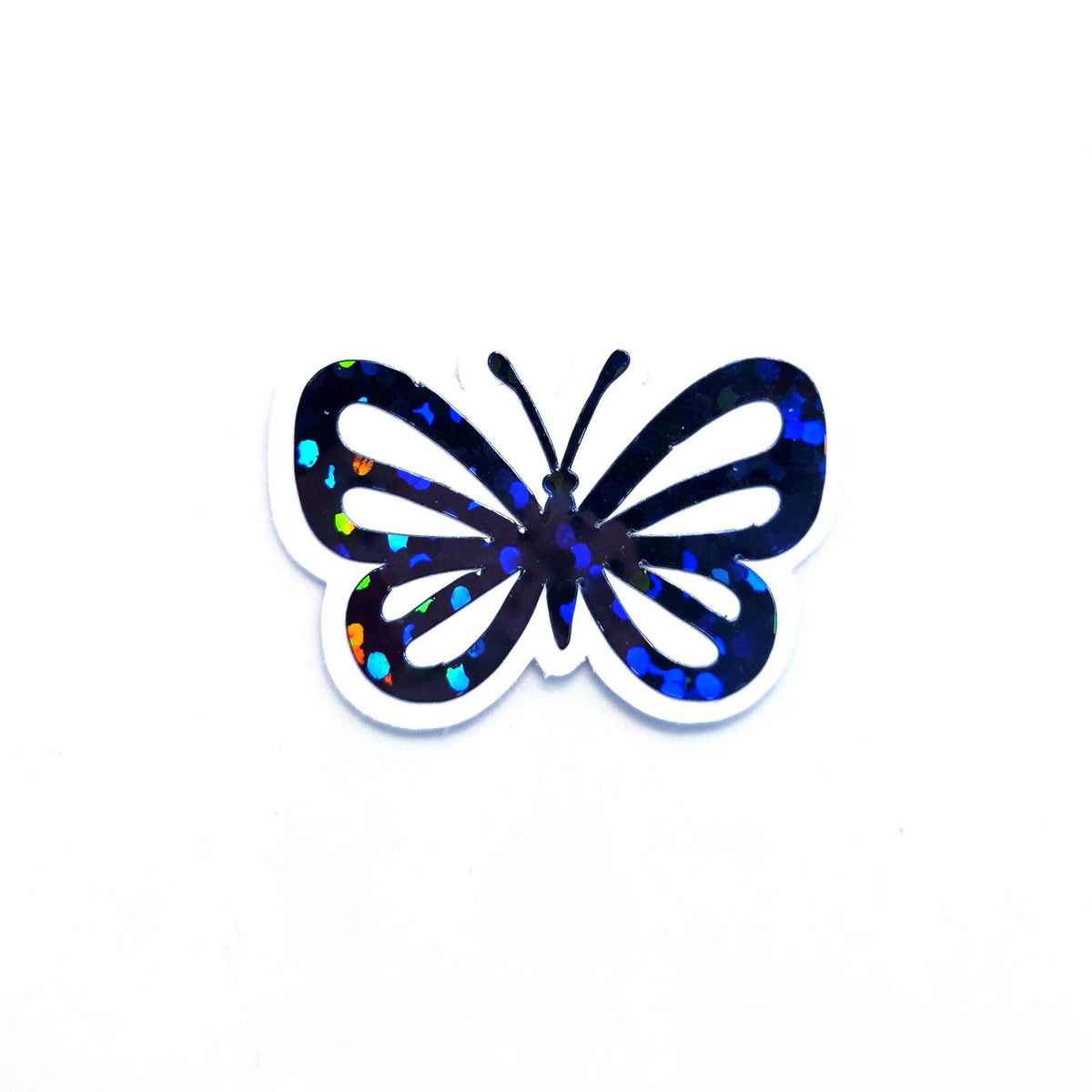 Mini Black Butterfly Stickers, set of 10 or more, Die Cut Glitter Vinyl Decals, Peel & Stick
