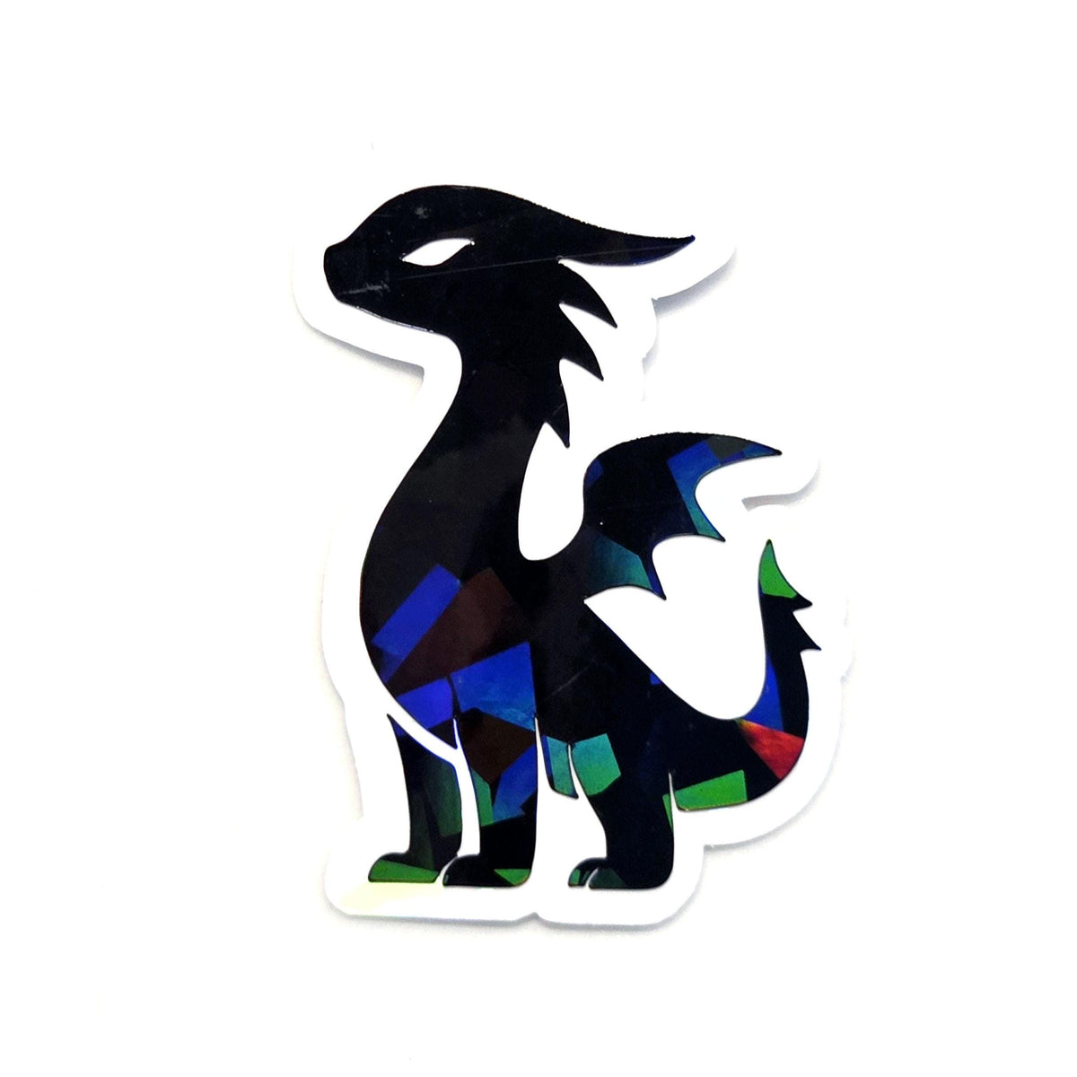 Mini Black Dragon Stickers, set of 6 or more, Die Cut Sparkly Vinyl Decals, Peel & Stick, choose amount.