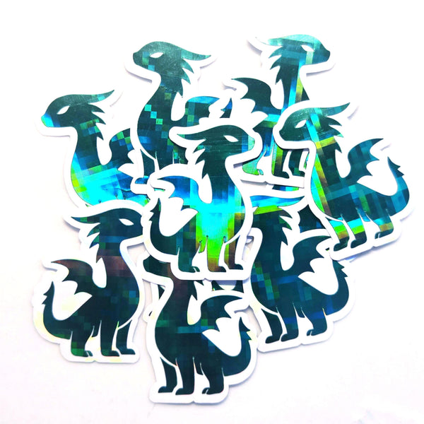 Mini Green Dragon Stickers, Die Cut Sparkly Vinyl Decals, Peel & Stick, choose amount.