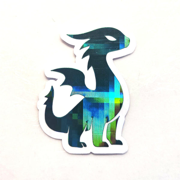 Mini Green Dragon Stickers, Die Cut Sparkly Vinyl Decals, Peel & Stick, choose amount.