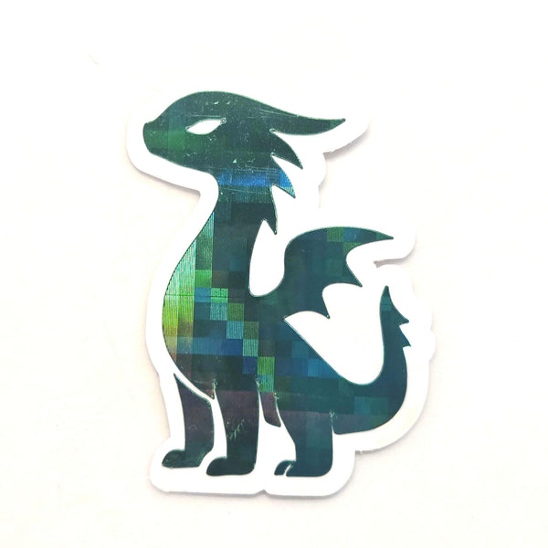 Mini Green Dragon Stickers, Die Cut Sparkly Vinyl Decals, Peel & Stick, choose amount.