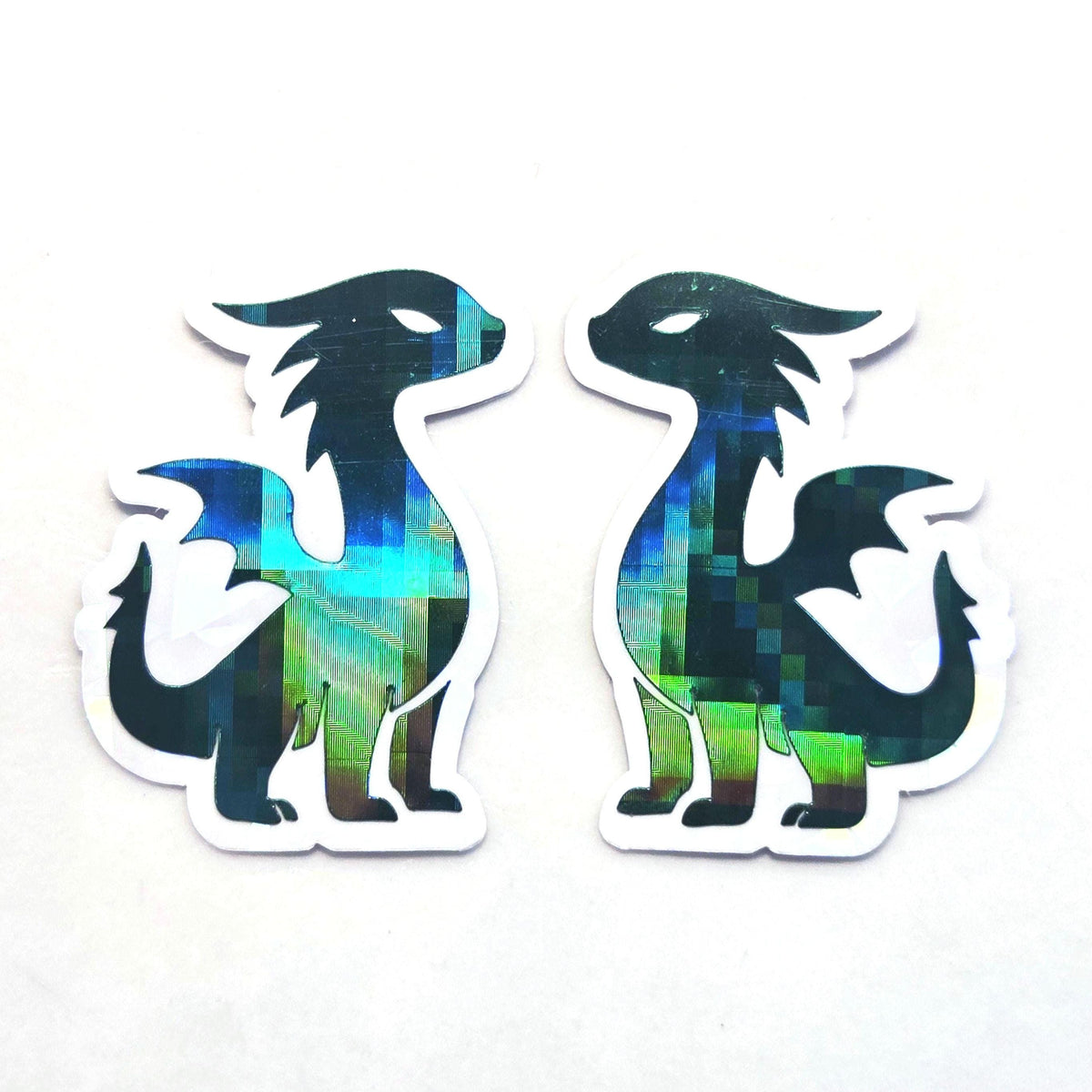 Mini Green Dragon Stickers, Die Cut Sparkly Vinyl Decals, Peel & Stick, choose amount.
