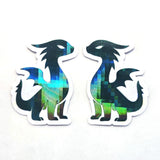 Mini Green Dragon Stickers, Die Cut Sparkly Vinyl Decals, Peel & Stick, choose amount.