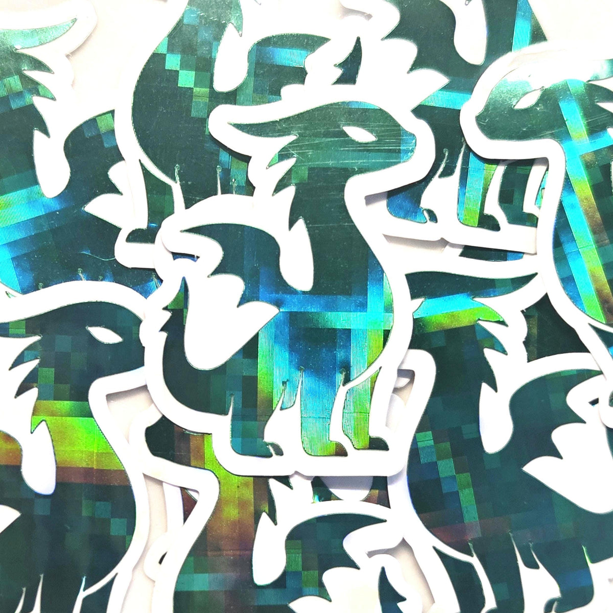 Mini Green Dragon Stickers, Die Cut Sparkly Vinyl Decals, Peel & Stick, choose amount.