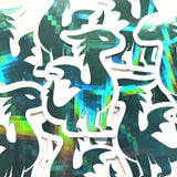 Mini Green Dragon Stickers, Die Cut Sparkly Vinyl Decals, Peel & Stick, choose amount.