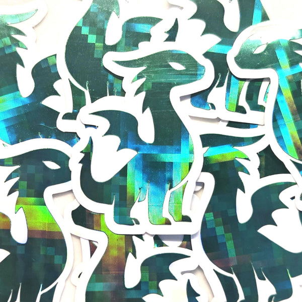 Mini Green Dragon Stickers, Die Cut Sparkly Vinyl Decals, Peel & Stick, choose amount.