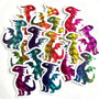 small individual dragon stickers in rainbow colors with a clear outline.