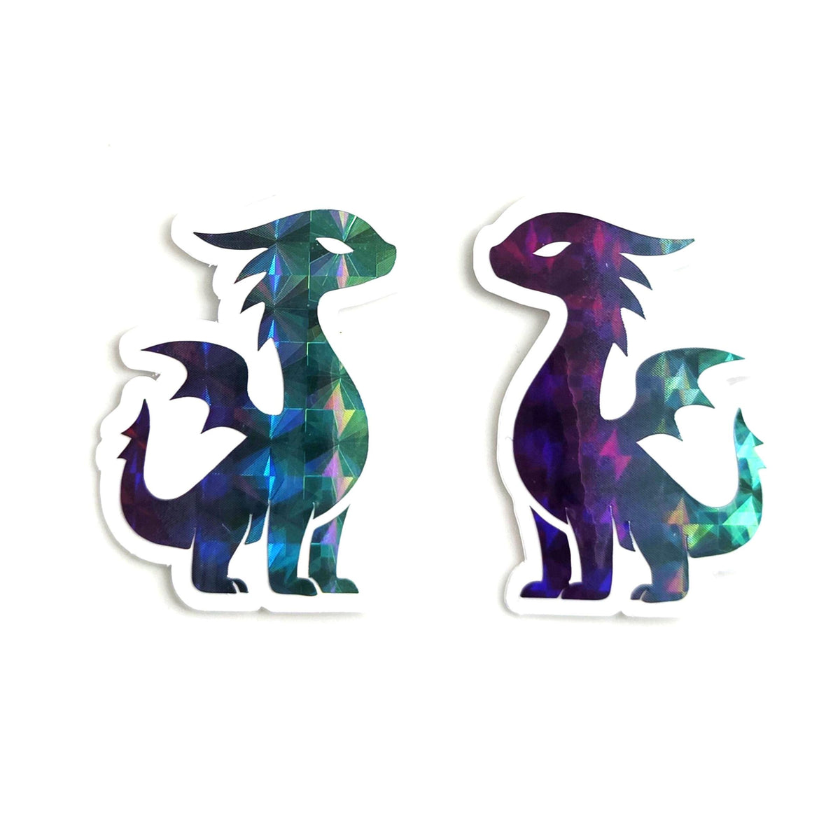 Mini Rainbow Dragon Stickers, Die Cut Sparkly Vinyl Decals, Peel & Stick, choose amount.