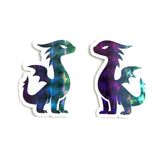 Mini Rainbow Dragon Stickers, Die Cut Sparkly Vinyl Decals, Peel & Stick, choose amount.