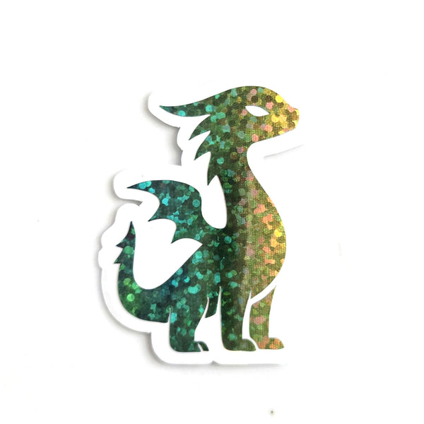 Mini Rainbow Dragon Stickers, Die Cut Glitter Vinyl Decals, Peel & Stick, choose amount.