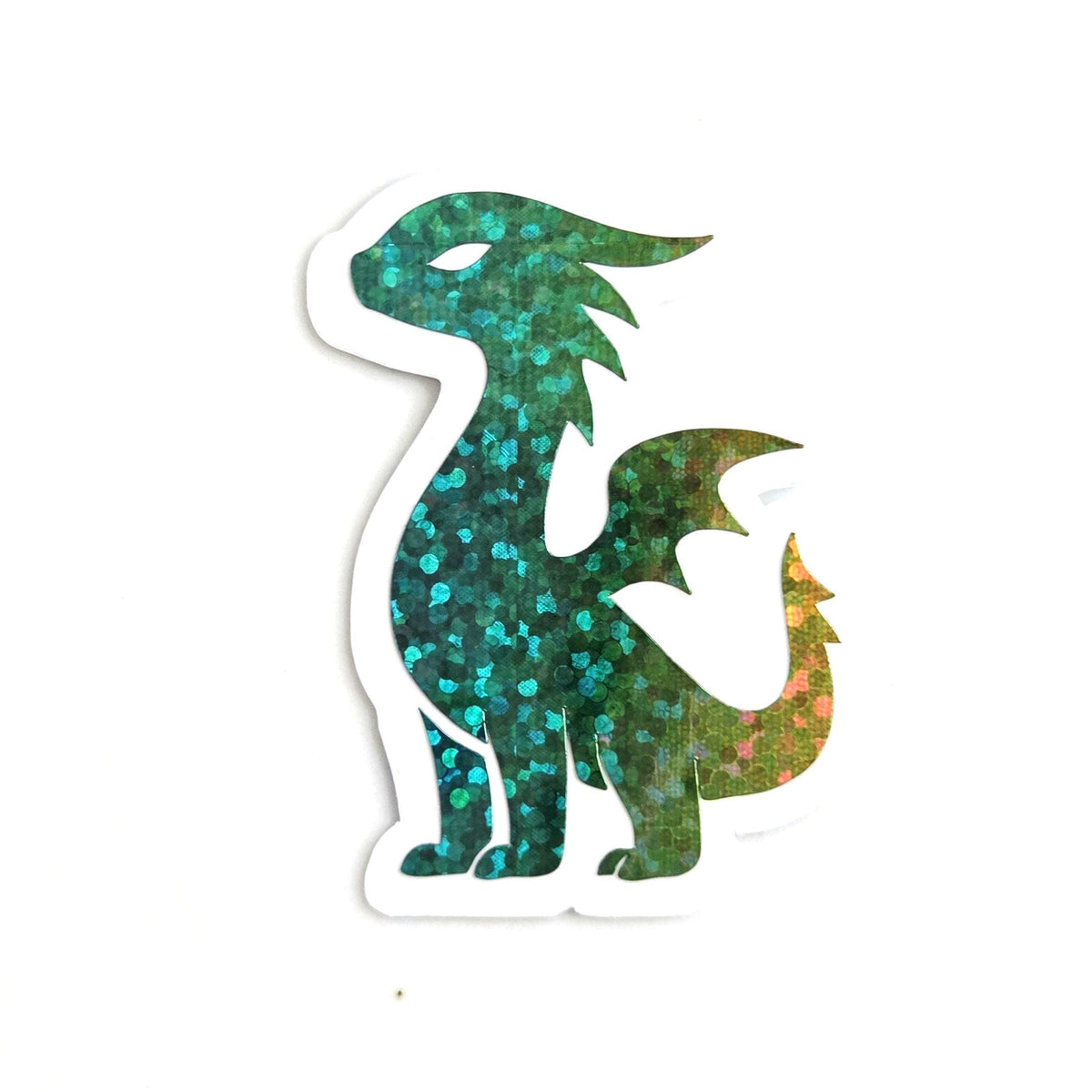 Mini Rainbow Dragon Stickers, Die Cut Glitter Vinyl Decals, Peel & Stick, choose amount.