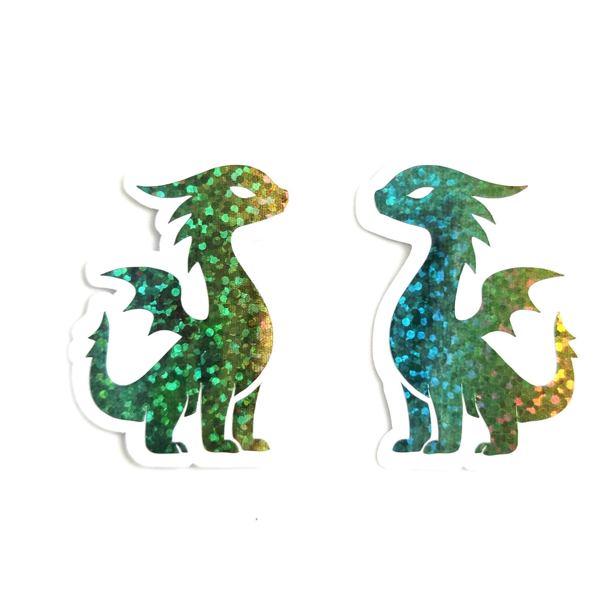 Mini Rainbow Dragon Stickers, Die Cut Glitter Vinyl Decals, Peel & Stick, choose amount.