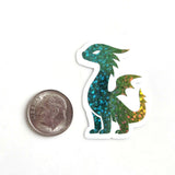 Mini Rainbow Dragon Stickers, Die Cut Glitter Vinyl Decals, Peel & Stick, choose amount.