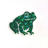 Mini Green Frog Stickers, Die Cut Glitter Vinyl Decals, Peel & Stick, choose amount.