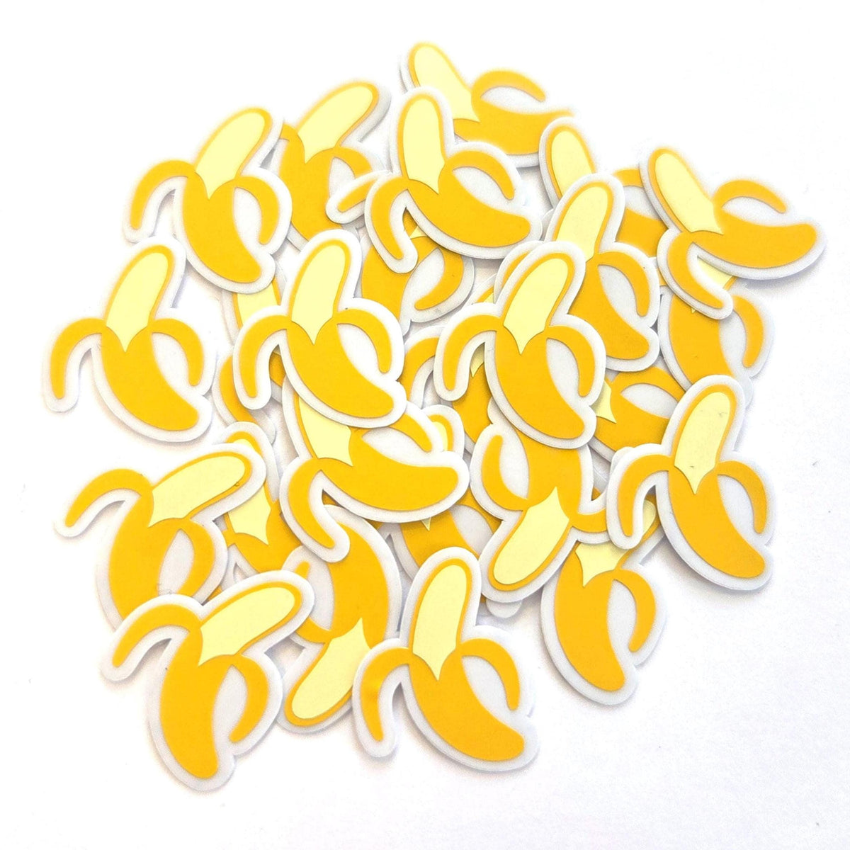 Mini Yellow Banana Stickers, set of 10 or more, die-cut fruit stickers for journals, scrapbooks and planners.