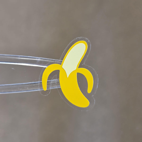 Mini Banana Stickers, die-cut sparkly fruit stickers for journals, scrapbooks and planners.