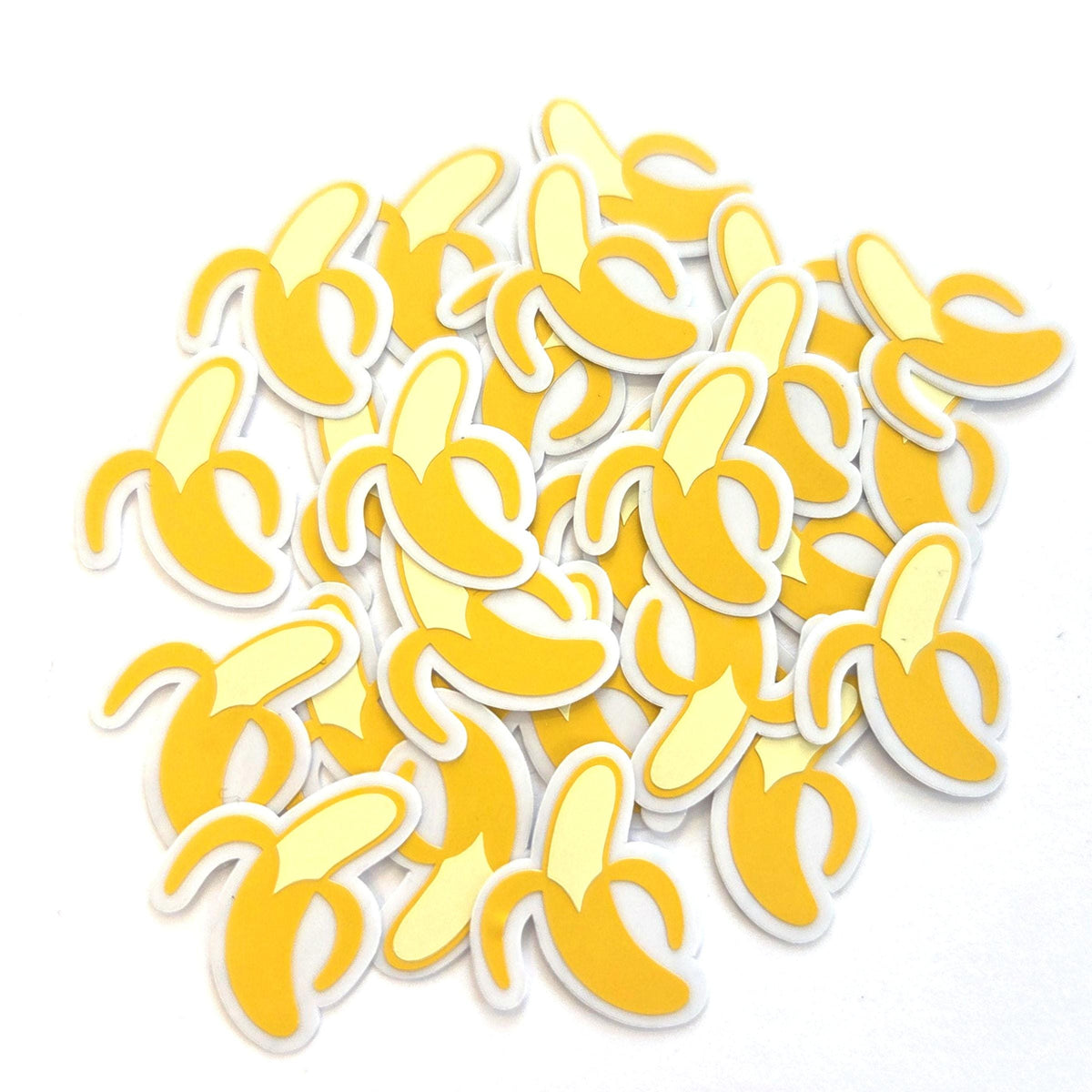 Mini Banana Stickers, die-cut sparkly fruit stickers for journals, scrapbooks and planners.