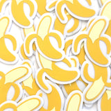 Mini Banana Stickers, die-cut sparkly fruit stickers for journals, scrapbooks and planners.