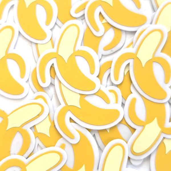 Mini Banana Stickers, die-cut sparkly fruit stickers for journals, scrapbooks and planners.