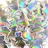 Mini Fairy Stickers, set of 10 or more, iridescent silver Die-Cut Vinyl Decals, Peel & Stick, choose amount.