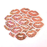 Mini Pink Lips Stickers, Waterproof Die Cut Glitter Vinyl Decals, Peel & Stick, scrapbook embellishments craft supply